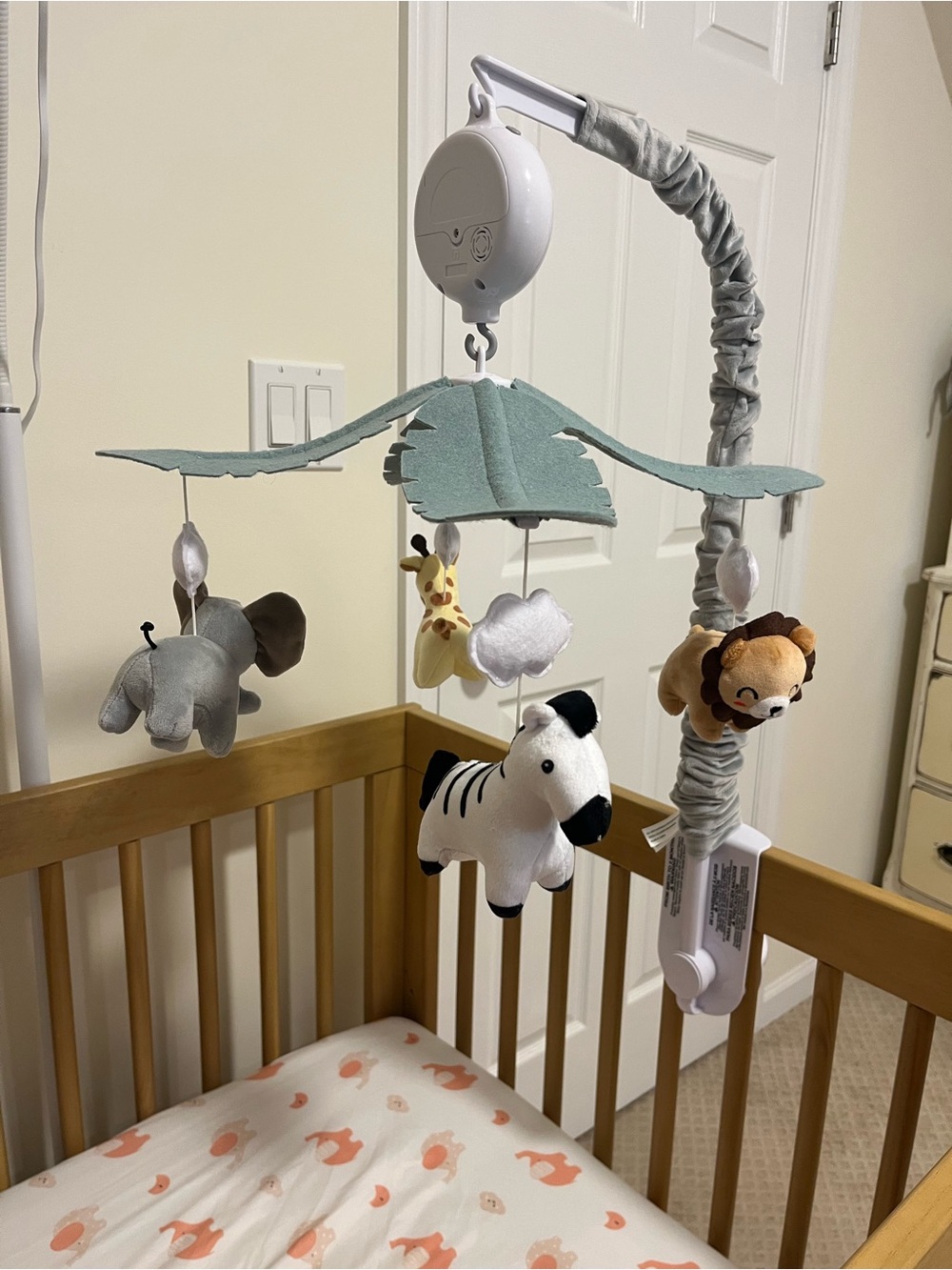 Amazon Baby Safari Plush Crib Mobile - Mint, White, Gray, Brown